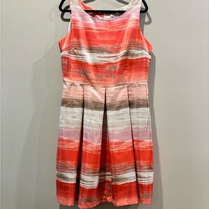 Studio One Coral and White Sleeveless Dress